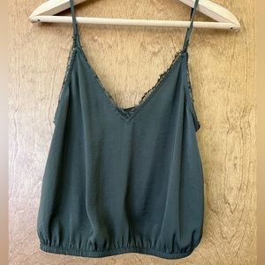 Olive green silk tank